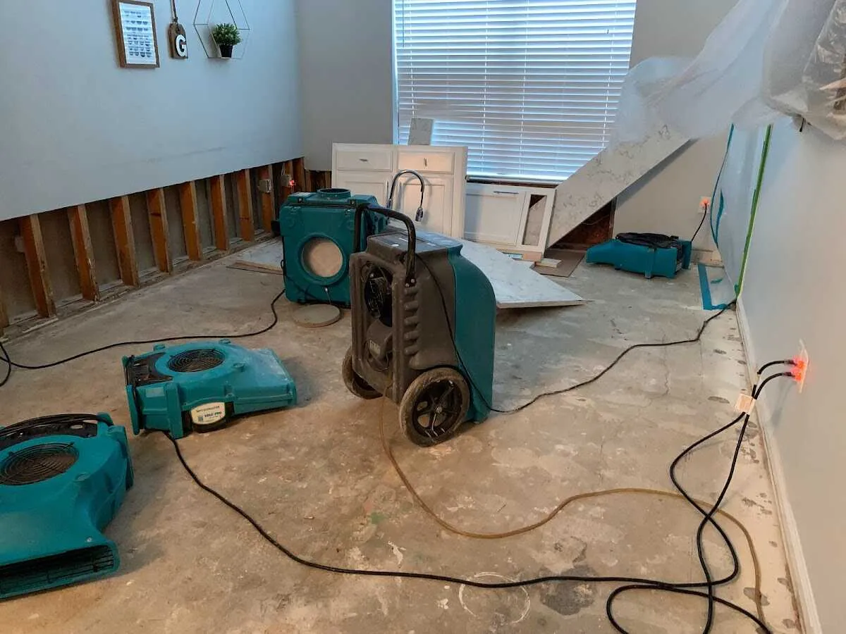 Dehumidifier in flood-cut room for Water Damage Restoration in Hamptonburgh